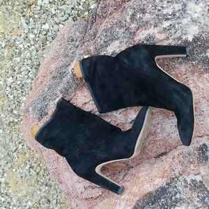 Stuart Weitzman Suede Leather Brooks Black Mid Bootie Size 9